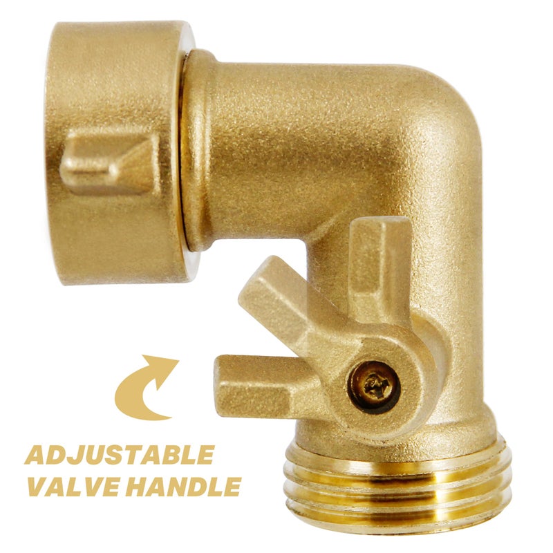 Twinkle Star 90 Degree Garden Hose Elbow with Shut Off Valve 2 Pack, 3/4" Heavy Duty Hose Adapter with 2 O-rings, Solid Brass Gooseneck Garden Hose Connector - Image 4